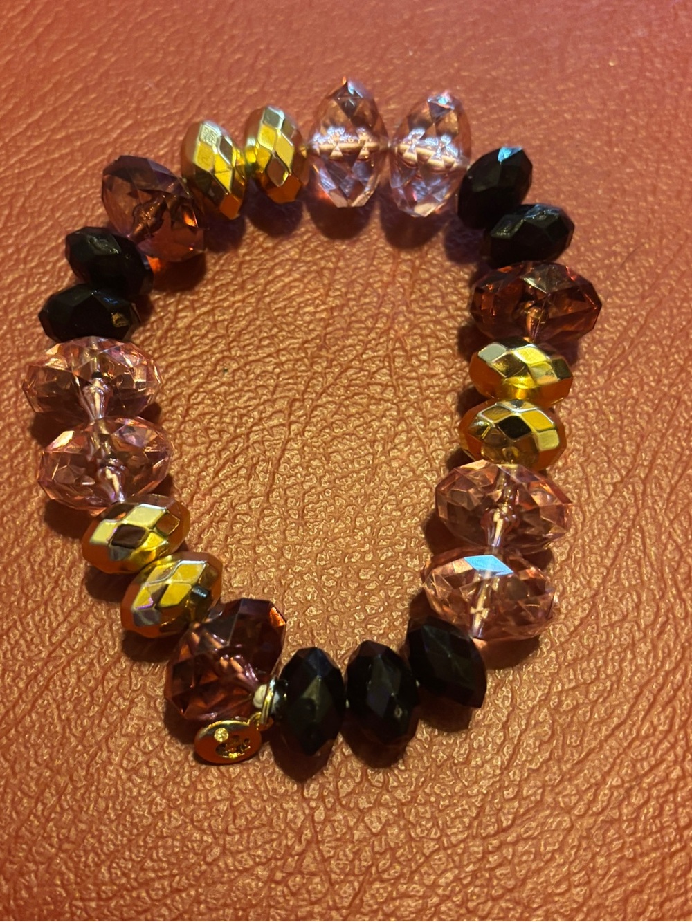 โจSwarovski Purple, Gold & Black Crystal Stretch Bracelet